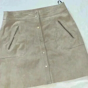 Blank NYC tan suede snap front mini skirt